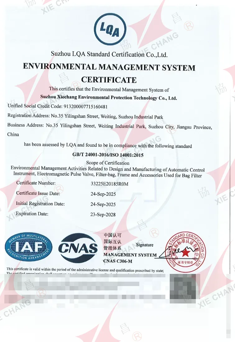 Sijil Sistem Pengurusan Alam Sekitar ISO 14001:2015
