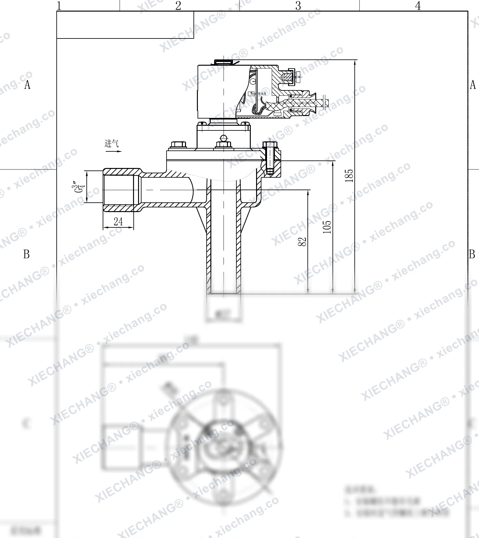 DCF-F-2L-B · 3/4" · injap denyut jenis sudut tepat (right-angle) (2L-B) kalis letupan — Lukisan Pemasangan