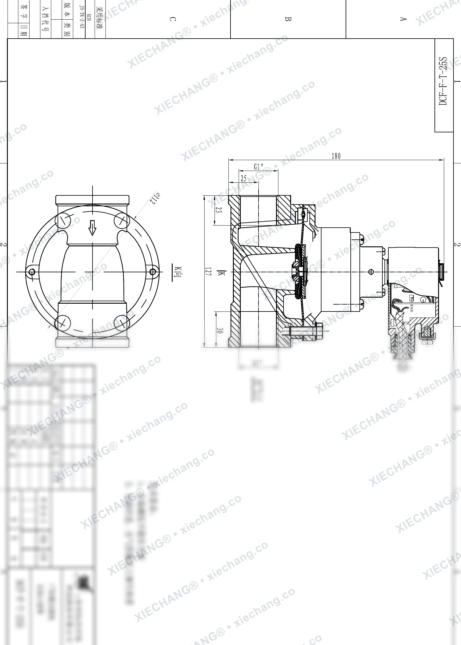 DCF-F-T-25S · 1" (DN25) · injap denyut jenis terus (straight-through) kalis letupan — Lukisan Pemasangan