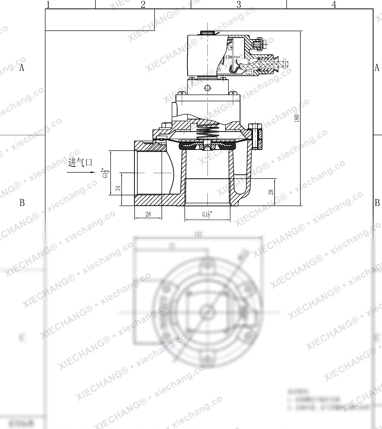 DCF-F-Z-40S · 1½" (DN40) · injap denyut jenis sudut tepat (right-angle) kalis letupan — Lukisan Pemasangan