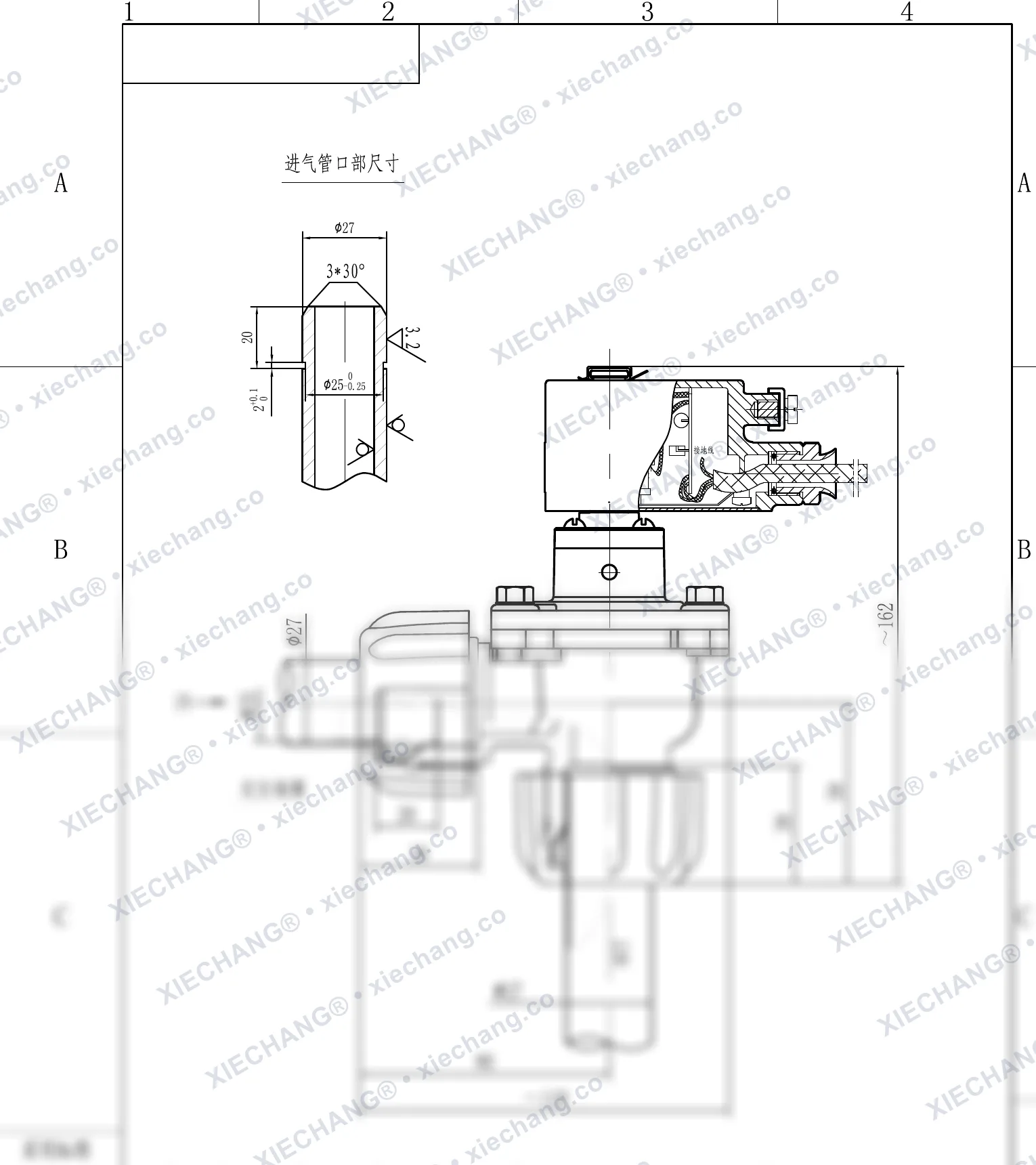 DCF-F-ZM-20 · 3/4" · injap denyut jenis sudut tepat (right-angle) bebenang luar kalis letupan — Lukisan Pemasangan