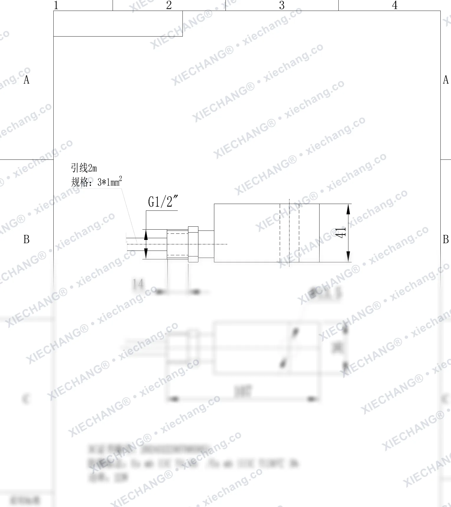 DCF-TZ-XQA-F-00 (24V) · gegelung solenoid kalis letupan (tersuai siri F1) — Lukisan Pemasangan