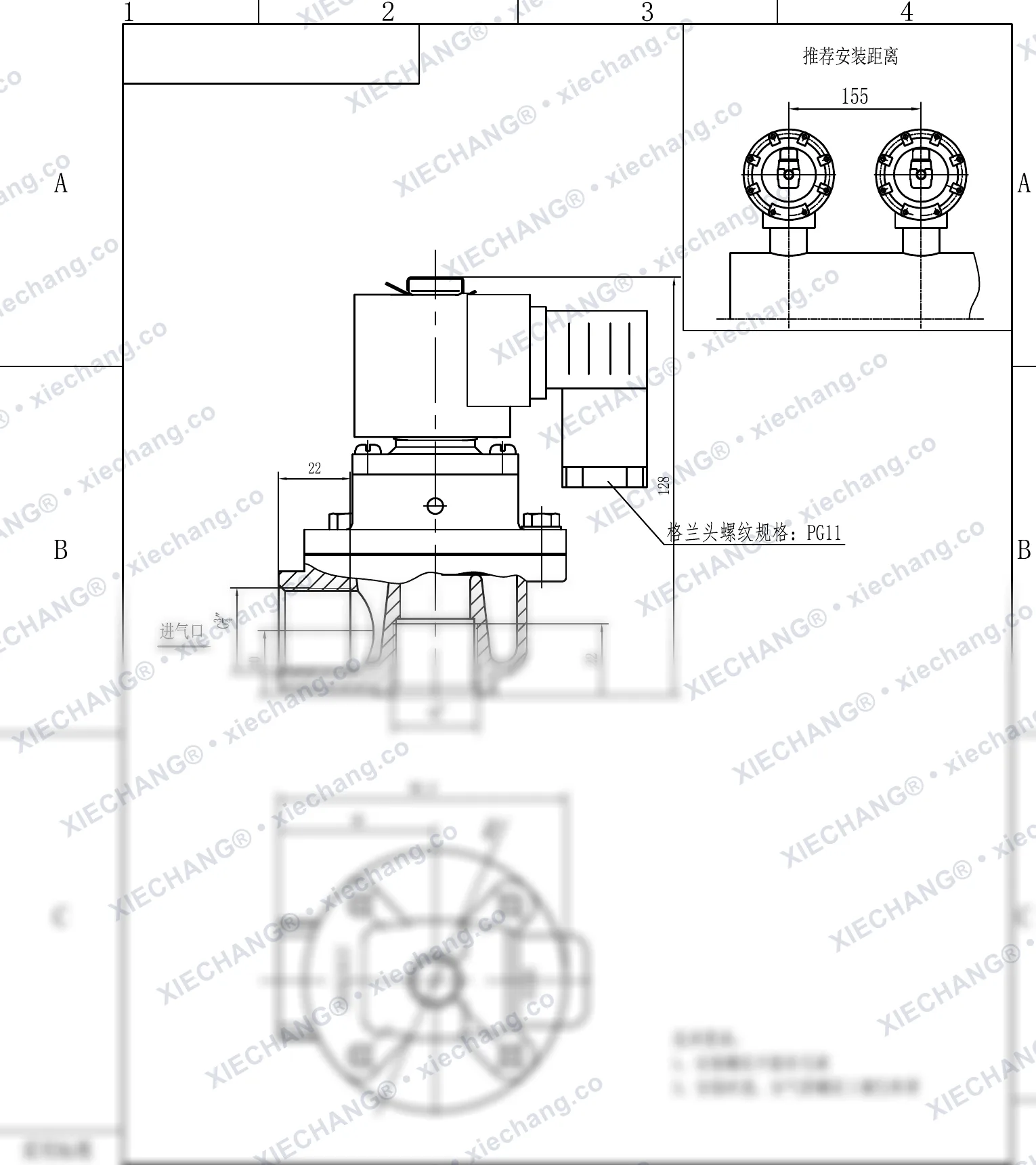 DCF-Z-20 · 3/4" · injap denyut jenis sudut tepat (right-angle) — Lukisan Pemasangan