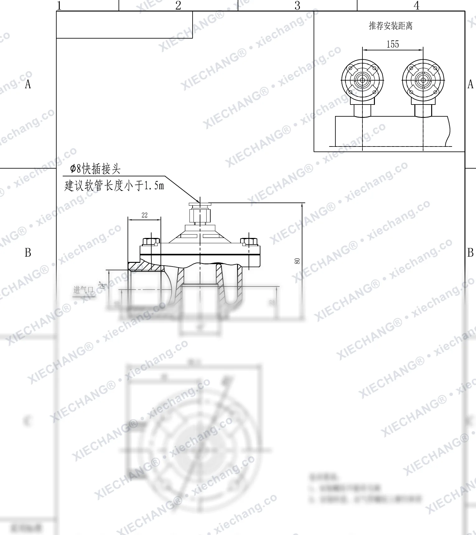 DCF-Z-20-DXK · 3/4" · injap denyut jenis sudut tepat (right-angle) — Lukisan Pemasangan