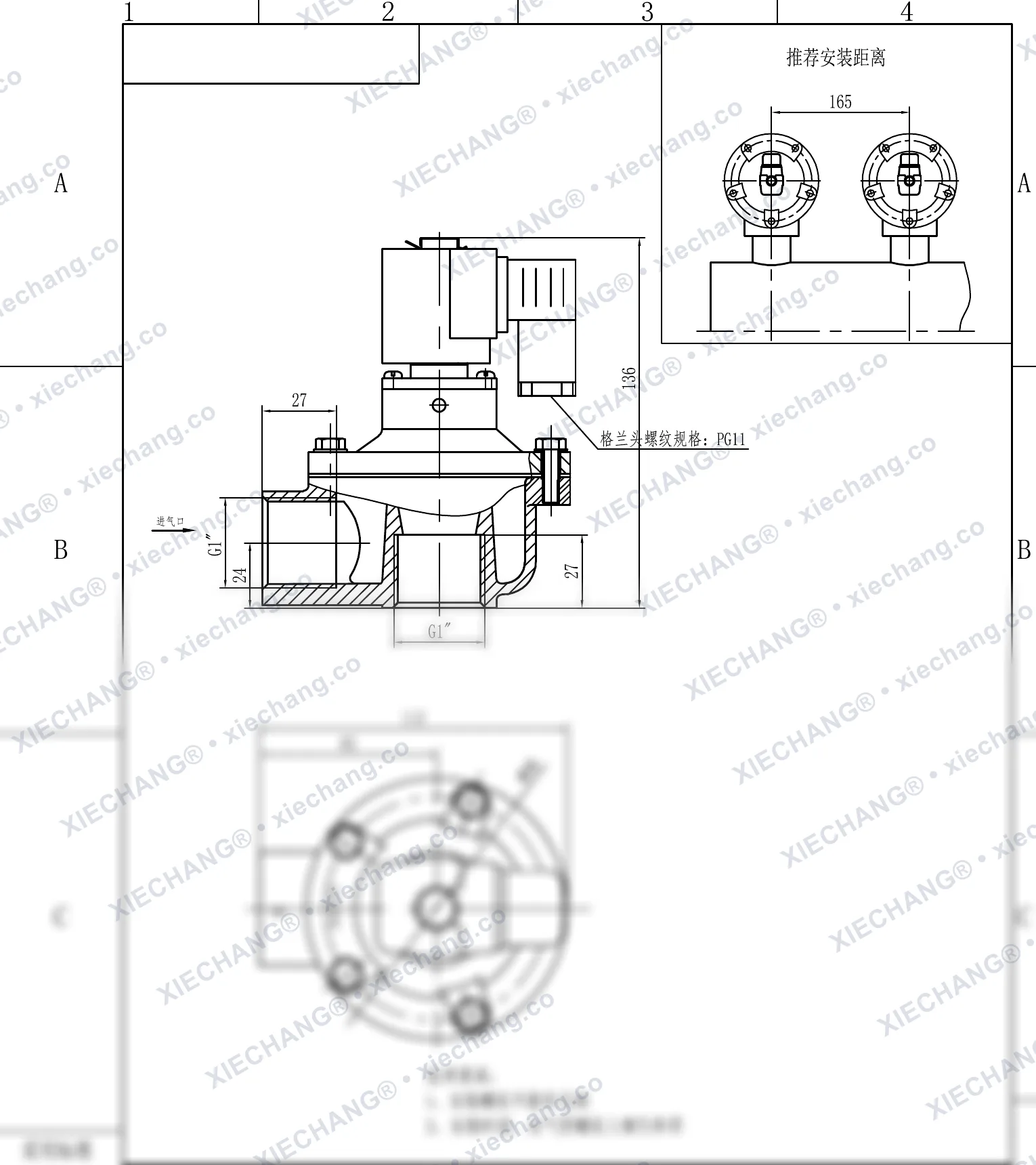 DCF-Z-25 · 1" · injap denyut jenis sudut tepat (right-angle) — Lukisan Pemasangan
