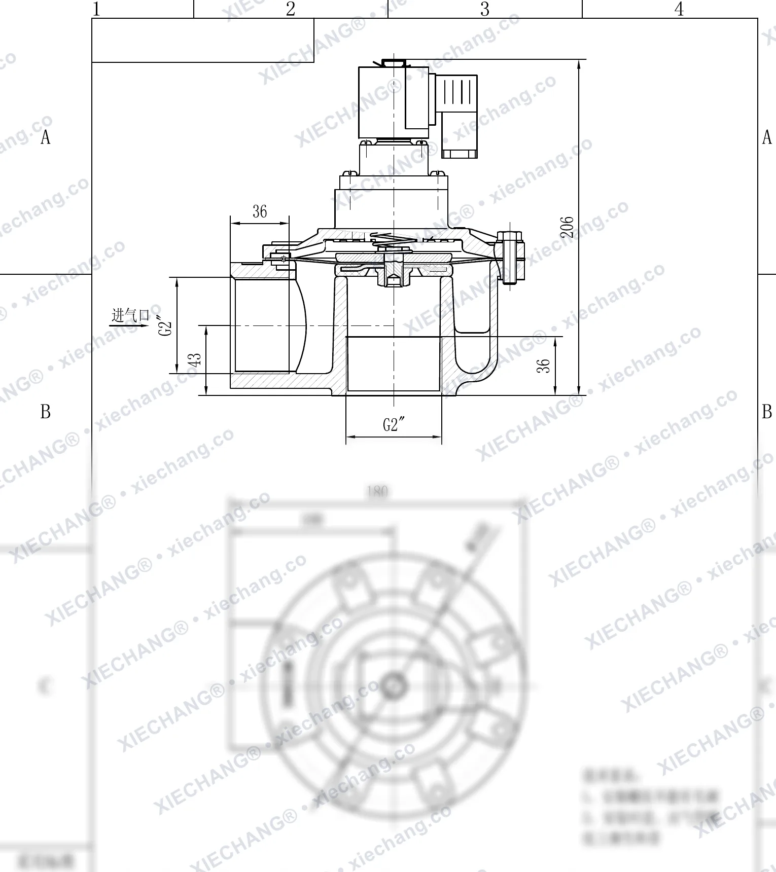 DCF-Z-50S · 2" (DN50) · injap denyut jenis sudut tepat (right-angle) — Lukisan Pemasangan