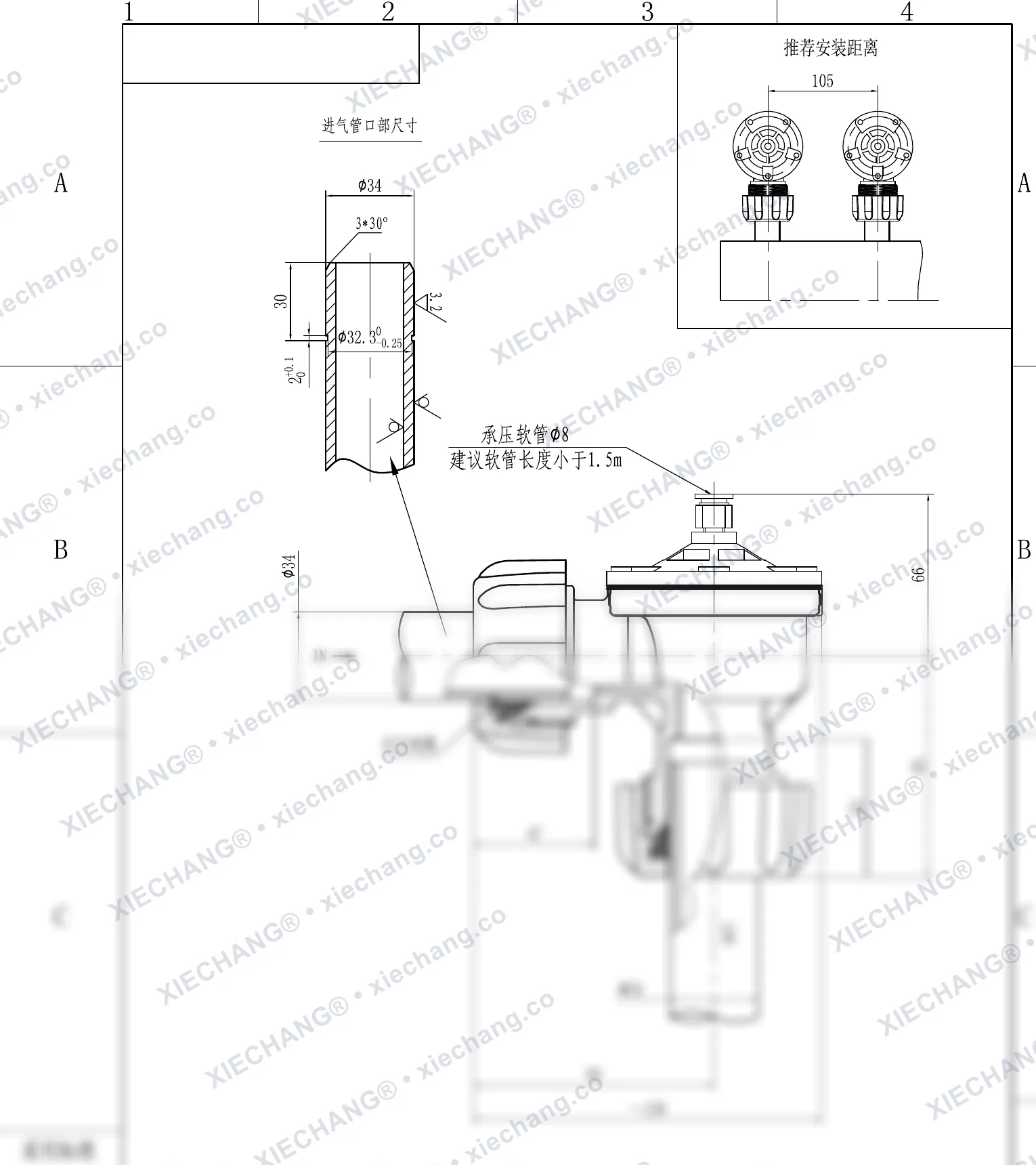 DCF-ZM-25-DXK · 1" · injap bebenang luar (injap denyut jenis sudut tepat (right-angle) bebenang luar) — Lukisan Pemasangan